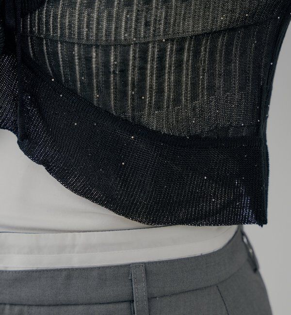  「フロントボタンシアーフリルボレロカーディガン」|カーディガン|