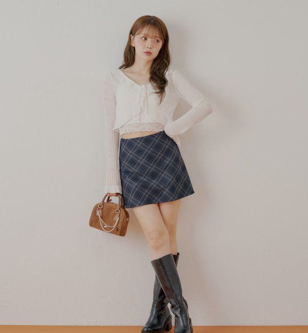  「フロントボタンシアーフリルボレロカーディガン」|カーディガン|