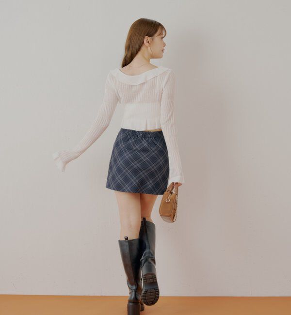  「フロントボタンシアーフリルボレロカーディガン」|カーディガン|