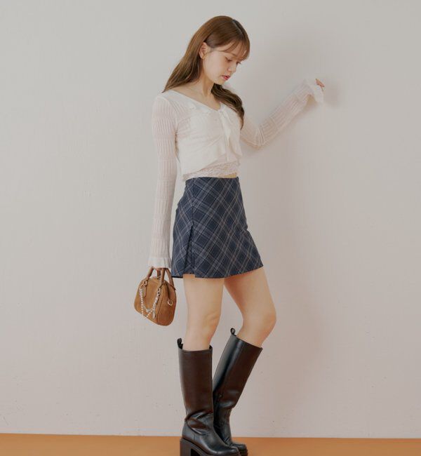  「フロントボタンシアーフリルボレロカーディガン」|カーディガン|