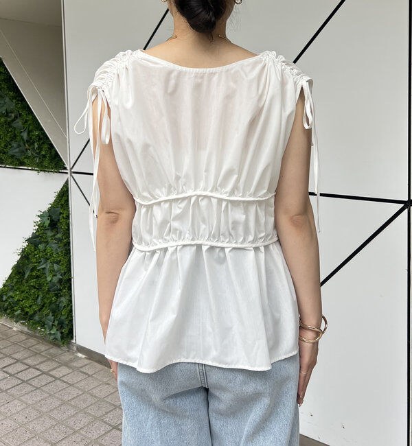  「ギャザーVノースリシャツ」|シャツ・ブラウス|