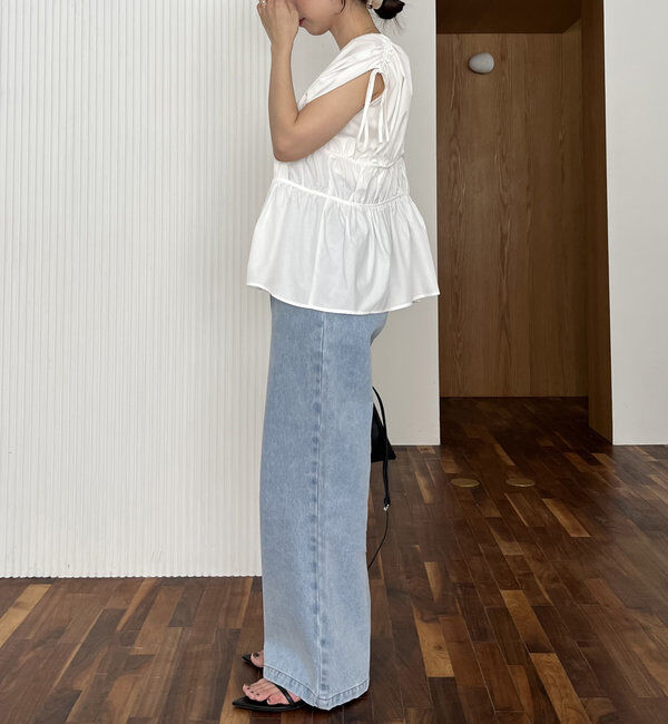  「ギャザーVノースリシャツ」|シャツ・ブラウス|