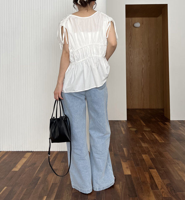  「ギャザーVノースリシャツ」|シャツ・ブラウス|