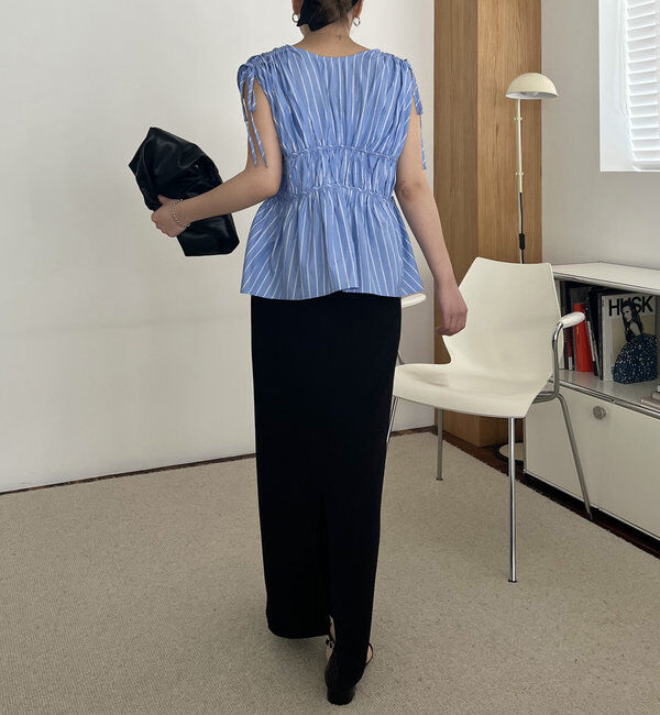  「ギャザーVノースリシャツ」|シャツ・ブラウス|