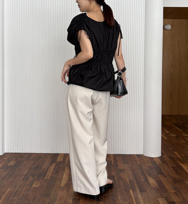  「ギャザーVノースリシャツ」|シャツ・ブラウス|