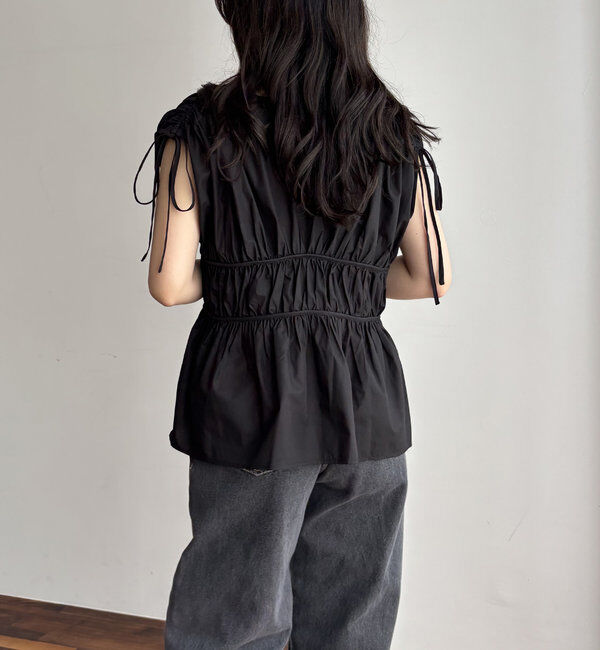  「ギャザーVノースリシャツ」|シャツ・ブラウス|