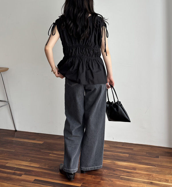  「ギャザーVノースリシャツ」|シャツ・ブラウス|