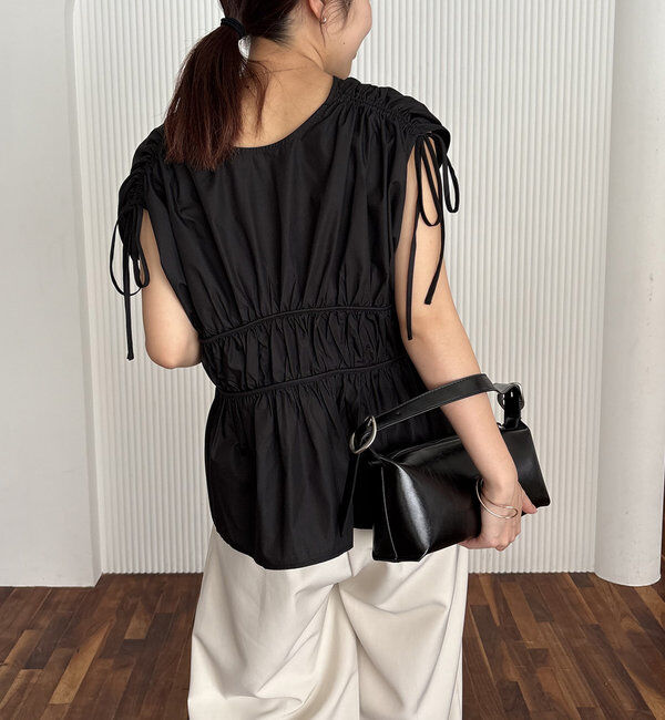  「ギャザーVノースリシャツ」|シャツ・ブラウス|