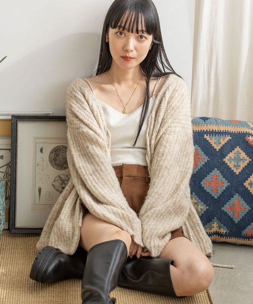 LOWRYS FARM「【前後着用可能】２ＷＡＹメランジリボンロングスリーブ」|ニット・セーター|