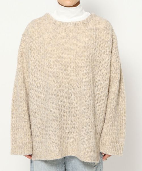 LOWRYS FARM「【前後着用可能】２ＷＡＹメランジリボンロングスリーブ」|ニット・セーター|