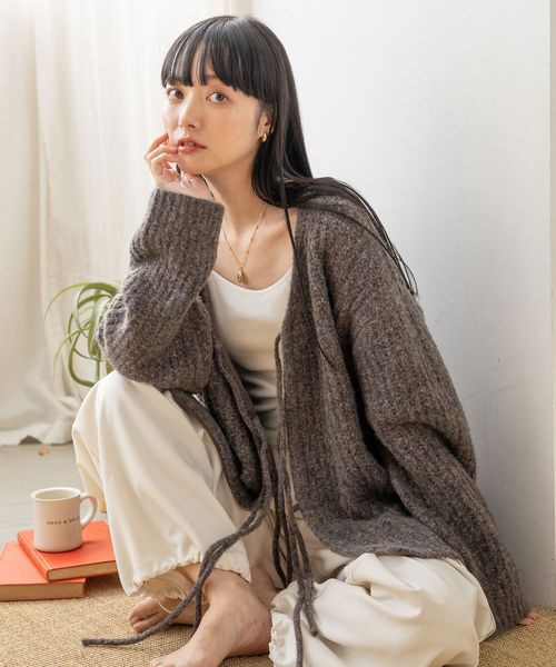 LOWRYS FARM「【前後着用可能】２ＷＡＹメランジリボンロングスリーブ」|ニット・セーター|GRY8