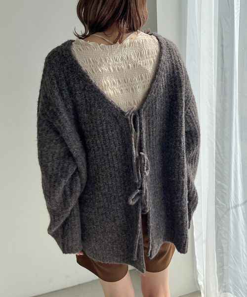 LOWRYS FARM「【前後着用可能】２ＷＡＹメランジリボンロングスリーブ」|ニット・セーター|