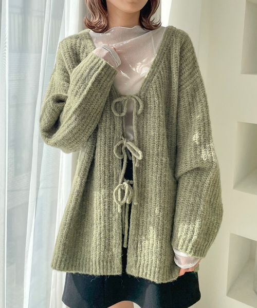 LOWRYS FARM「【前後着用可能】２ＷＡＹメランジリボンロングスリーブ」|ニット・セーター|