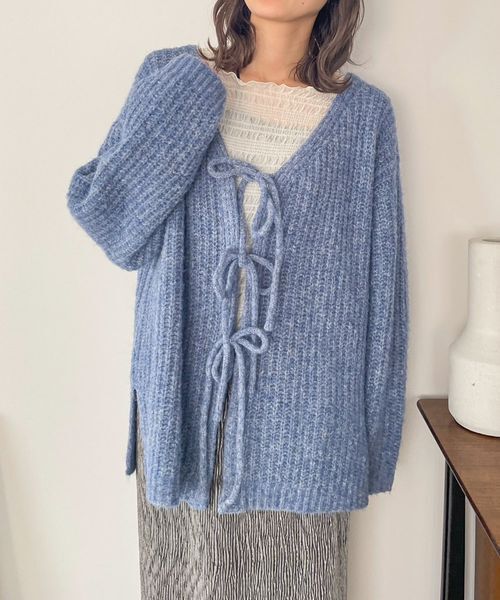LOWRYS FARM「【前後着用可能】２ＷＡＹメランジリボンロングスリーブ」|ニット・セーター|BLU5