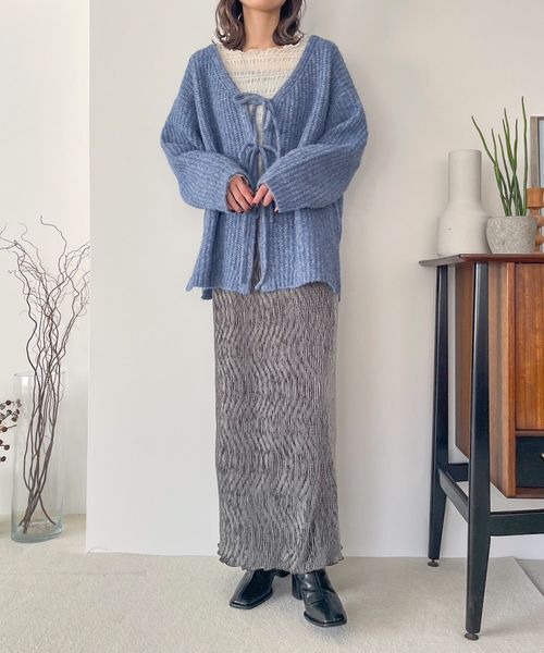 LOWRYS FARM「【前後着用可能】２ＷＡＹメランジリボンロングスリーブ」|ニット・セーター|