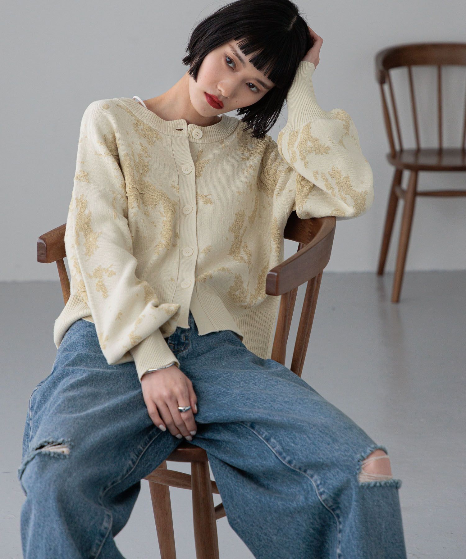 LOWRYS FARM「ボカシジャガードカーディガン」|ニット・セーター|NTL