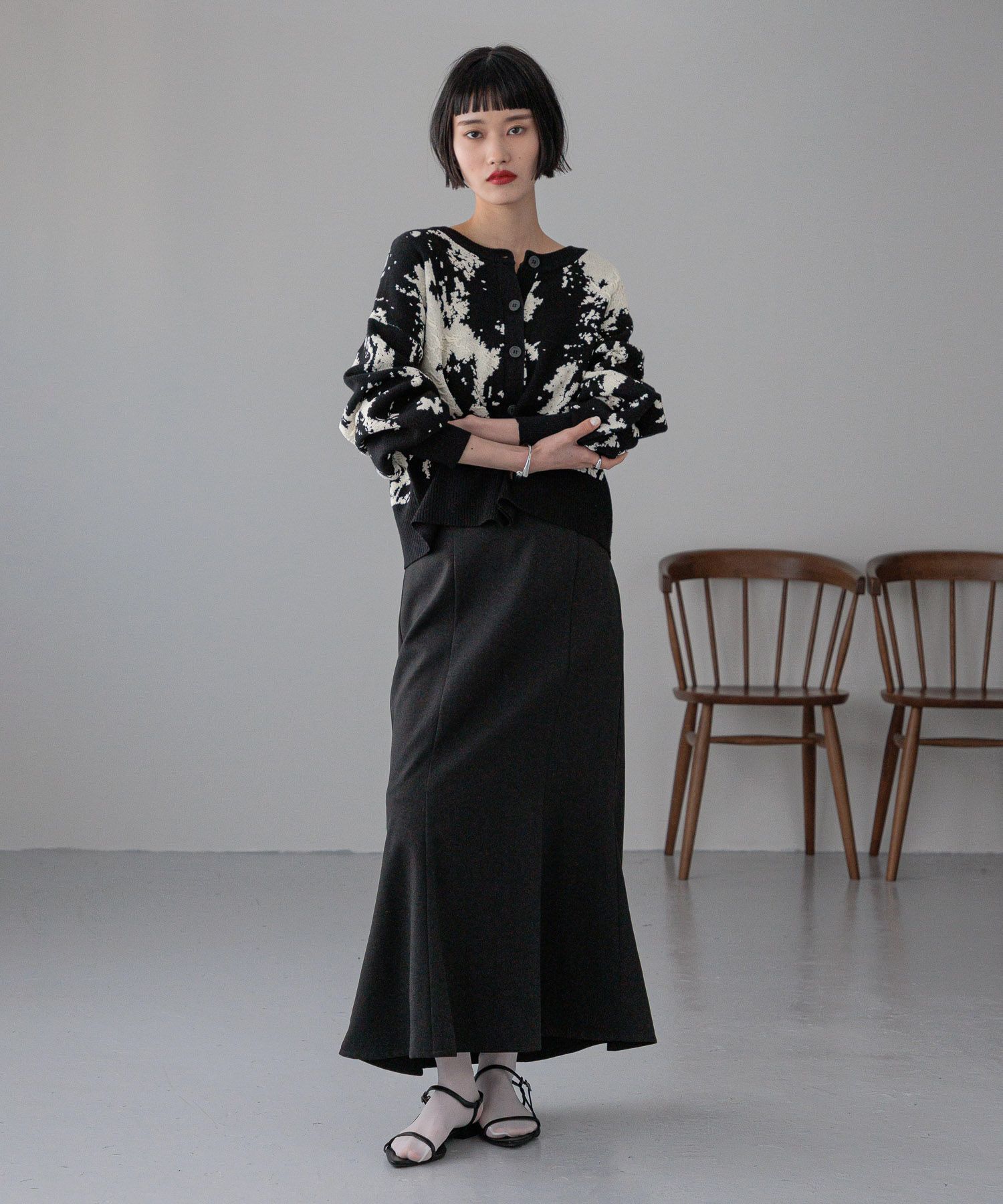 LOWRYS FARM「ボカシジャガードカーディガン」|ニット・セーター|