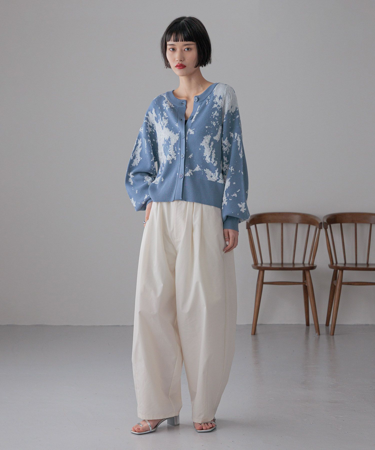 LOWRYS FARM「ボカシジャガードカーディガン」|ニット・セーター|