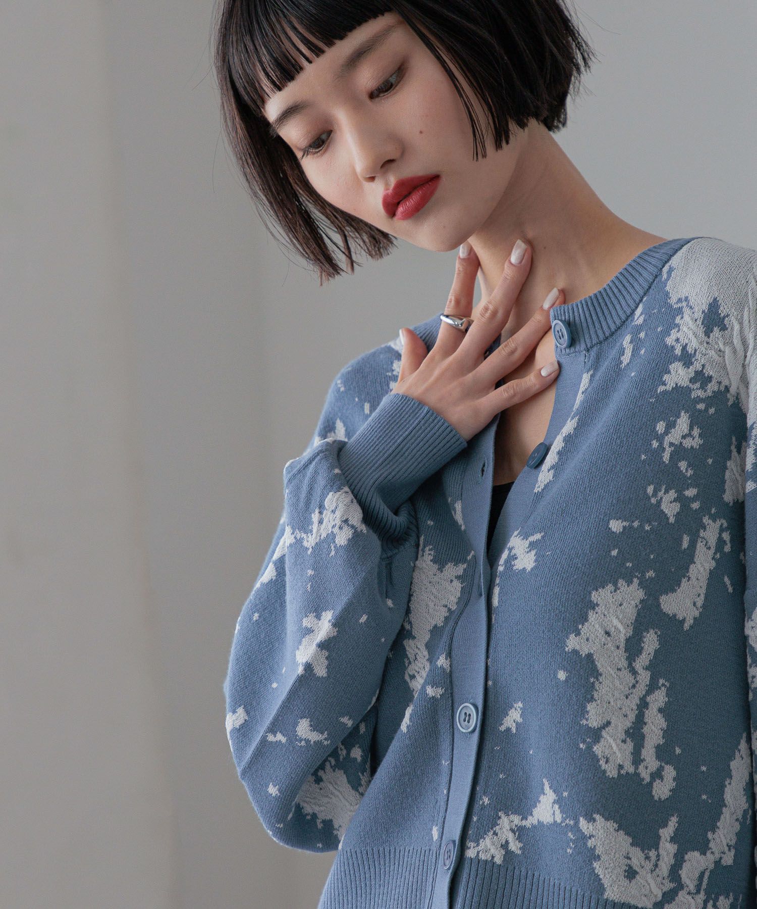 LOWRYS FARM「ボカシジャガードカーディガン」|ニット・セーター|