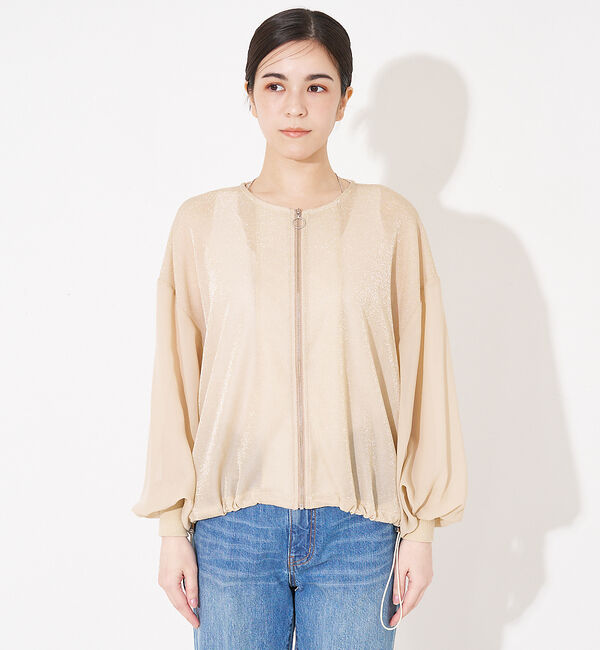 collex「【WEB限定】シアーラメジップアップカーディガン」|カーディガン|