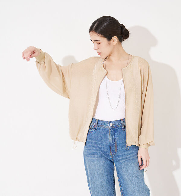collex「【WEB限定】シアーラメジップアップカーディガン」|カーディガン|