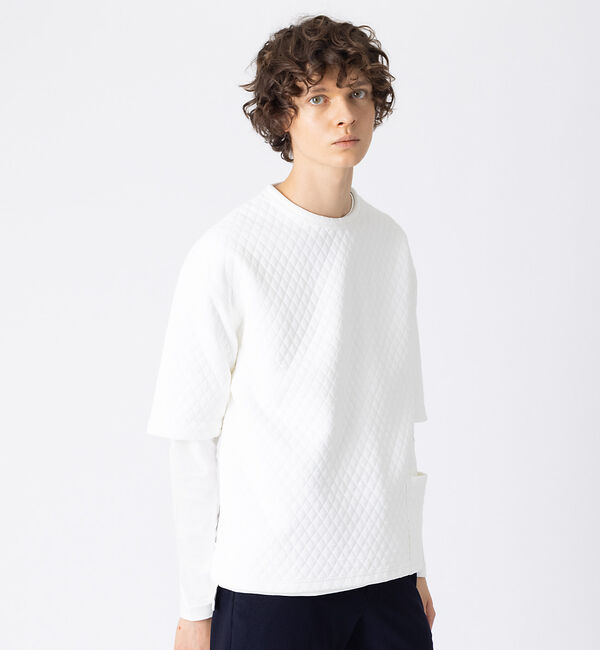 ABAHOUSE「キルティング ジャカード Tシャツ」|Tシャツ・カットソー|ホワイト