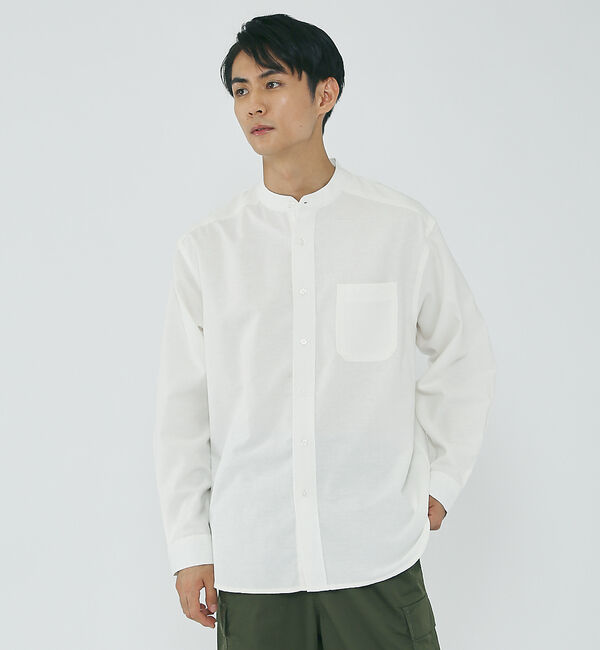 ABAHOUSE「ルーズ オーバー シルエット オックス バンドカラー シャツ」|シャツ・ブラウス|