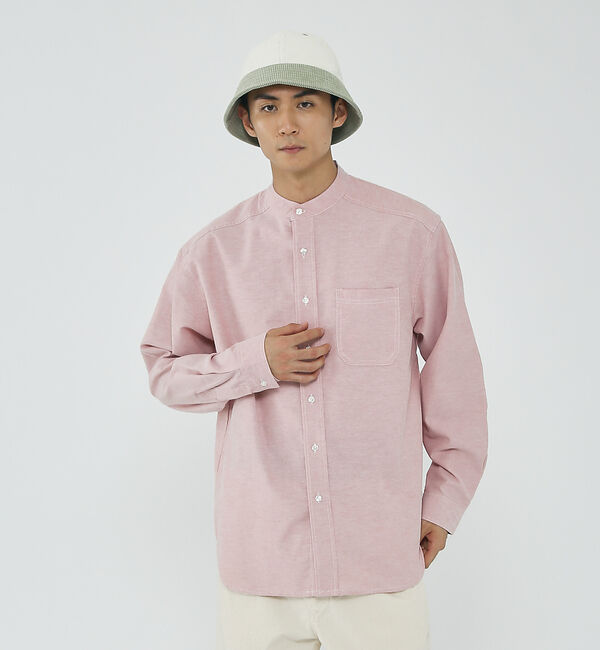 ABAHOUSE「ルーズ オーバー シルエット オックス バンドカラー シャツ」|シャツ・ブラウス|ピンク