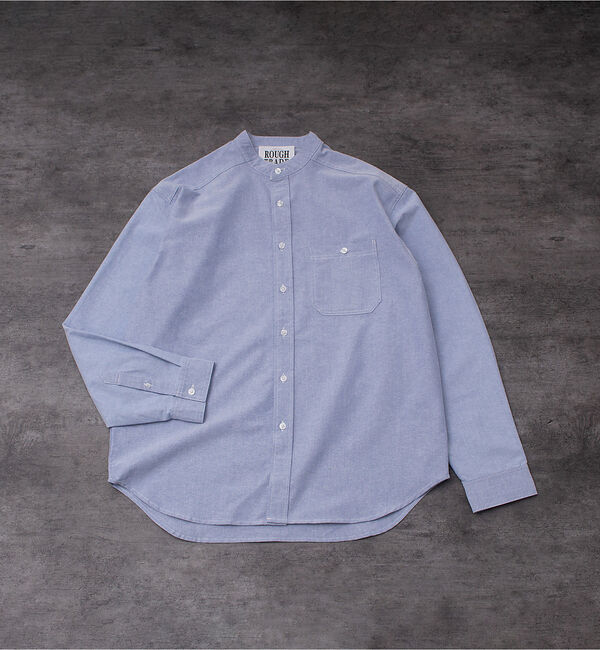 ABAHOUSE「ルーズ オーバー シルエット オックス バンドカラー シャツ」|シャツ・ブラウス|ブルー
