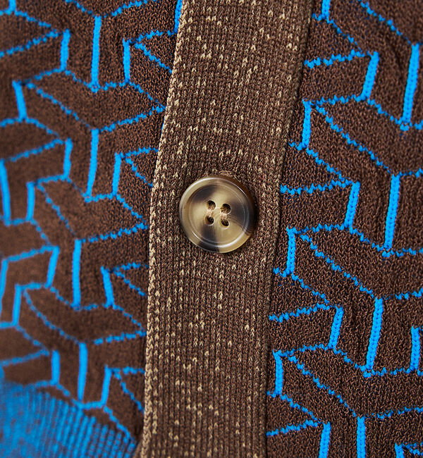 Rouge vif「【Le Melange/ル・メランジュ】ジャガードVネックカーディガン / 幾何」|カーディガン|