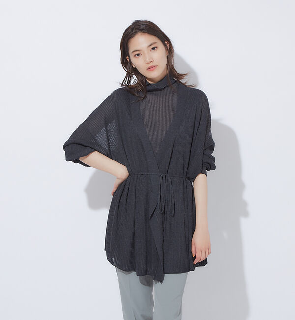 qualite「【アンサンブル対応】シアーリブカーディガン」|カーディガン|チャコールグレー