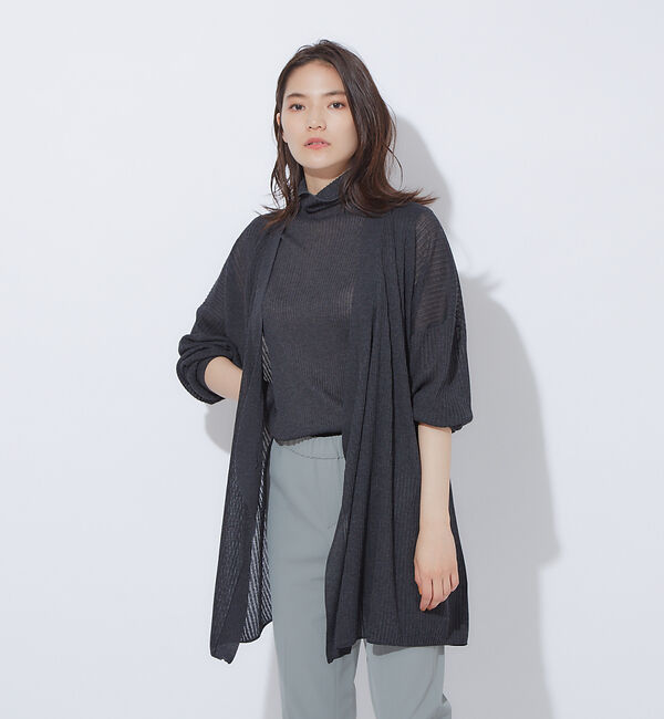 qualite「【アンサンブル対応】シアーリブカーディガン」|カーディガン|