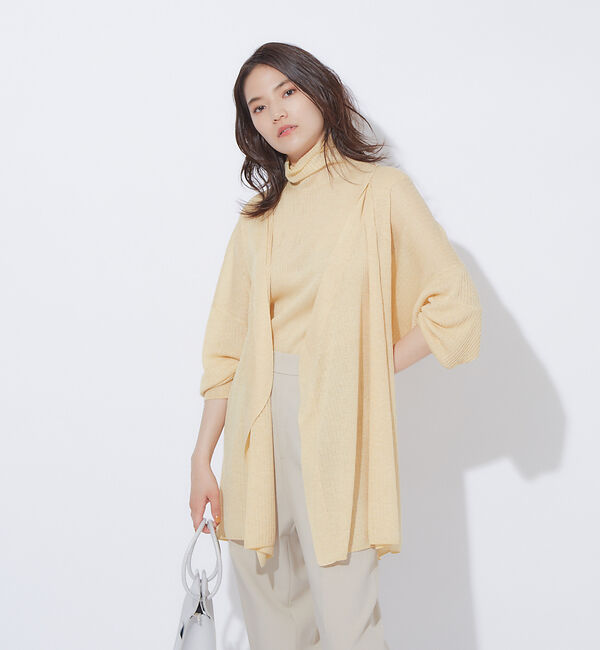 qualite「【アンサンブル対応】シアーリブカーディガン」|カーディガン|イエロー