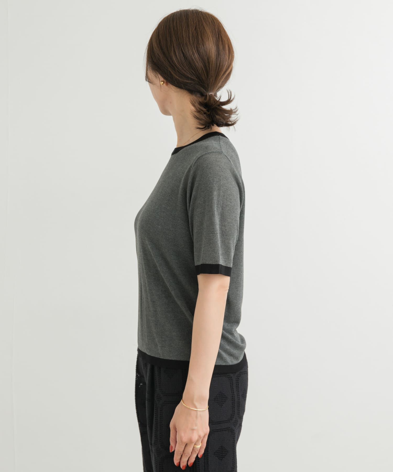 URBAN RESEARCH DOORS「リンガー半袖ニットTシャツ」|ニット・セーター|