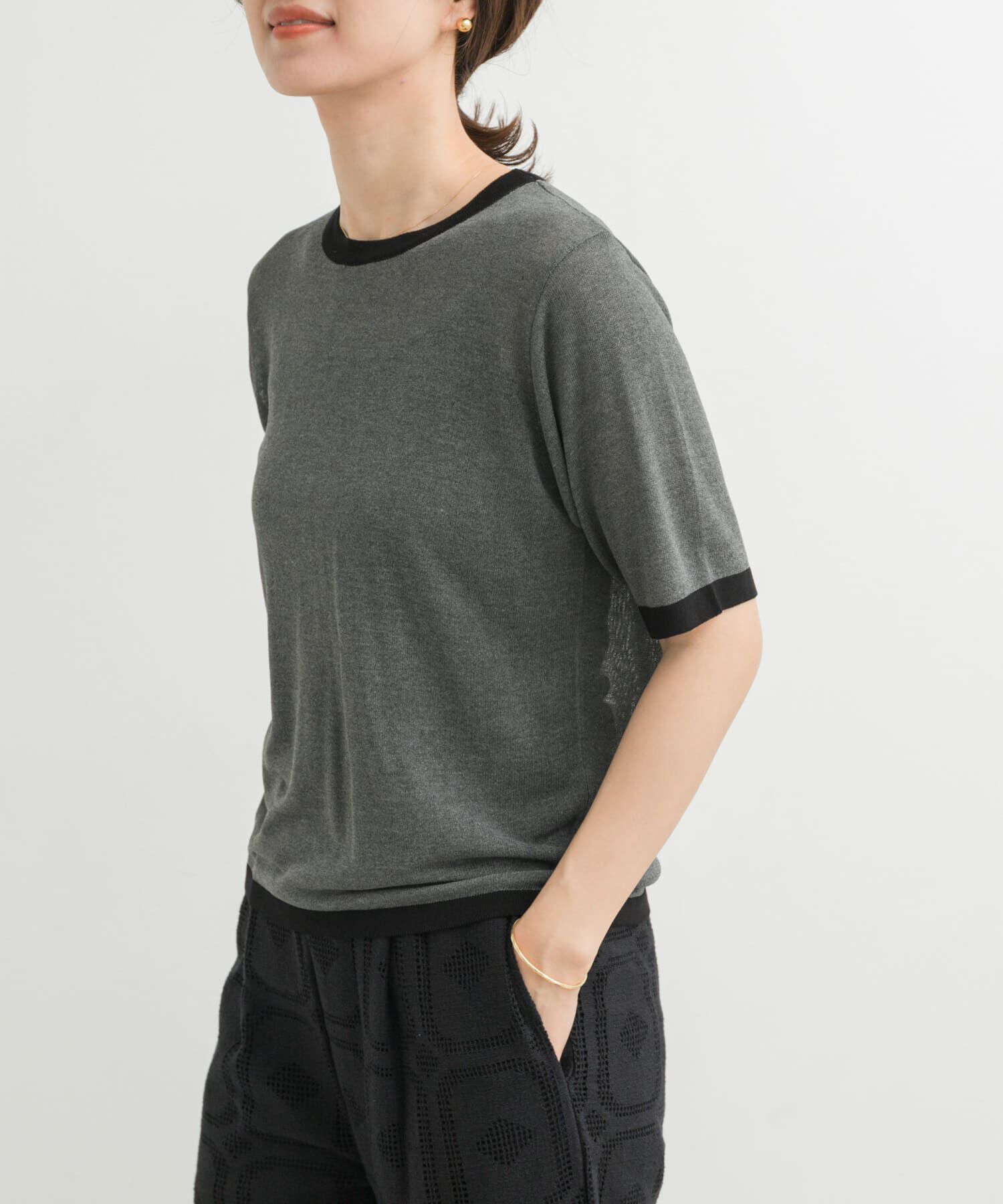 URBAN RESEARCH DOORS「リンガー半袖ニットTシャツ」|ニット・セーター|