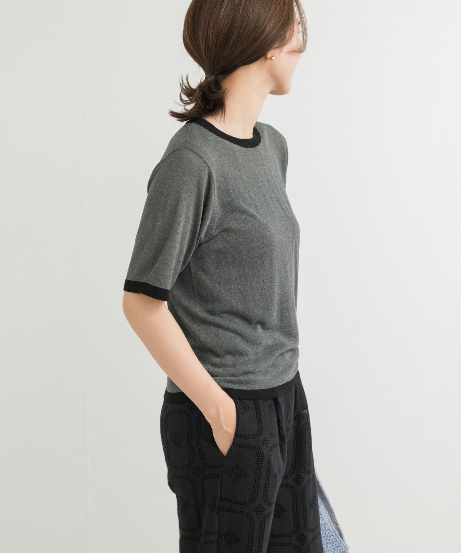 URBAN RESEARCH DOORS「リンガー半袖ニットTシャツ」|ニット・セーター|