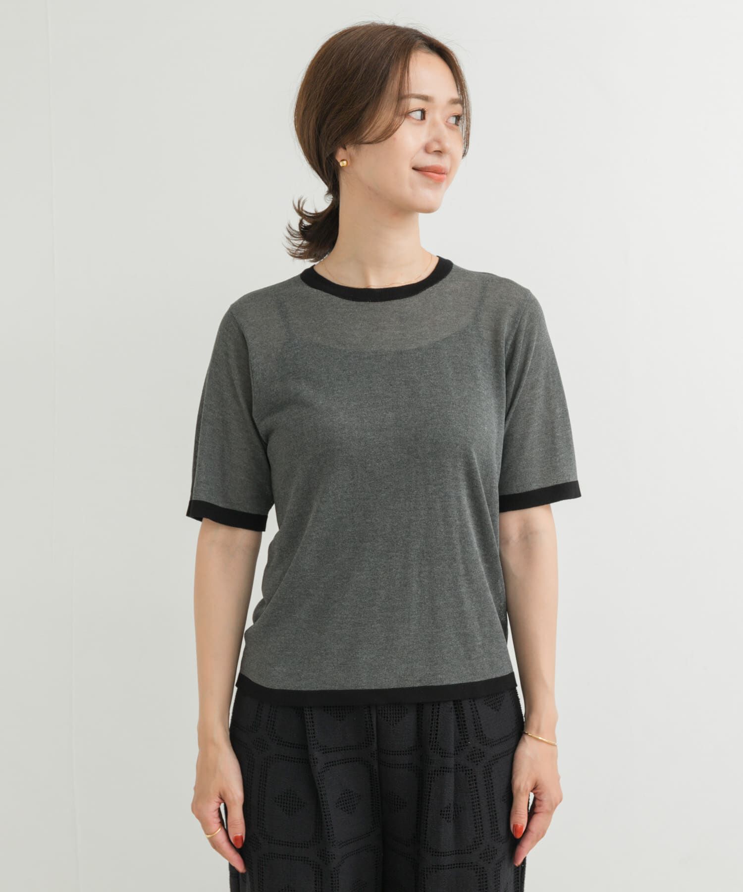 URBAN RESEARCH DOORS「リンガー半袖ニットTシャツ」|ニット・セーター|