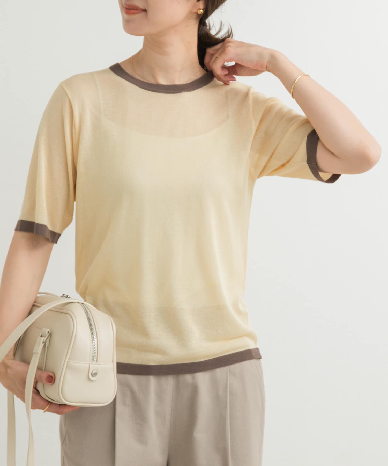 URBAN RESEARCH DOORS「リンガー半袖ニットTシャツ」|ニット・セーター|