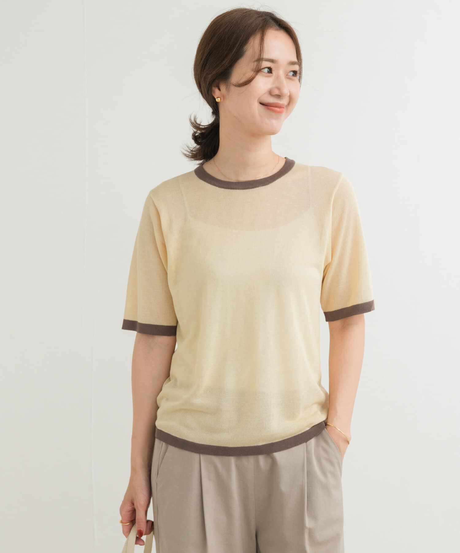 URBAN RESEARCH DOORS「リンガー半袖ニットTシャツ」|ニット・セーター|