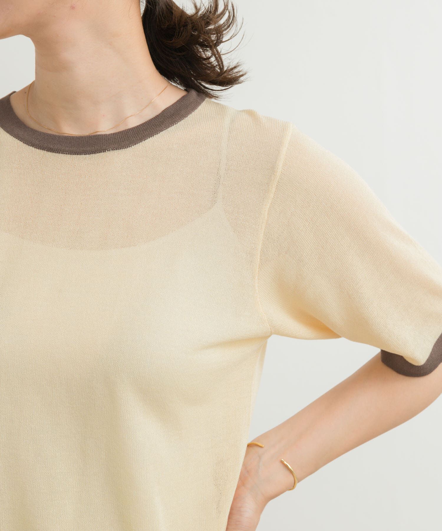 URBAN RESEARCH DOORS「リンガー半袖ニットTシャツ」|ニット・セーター|