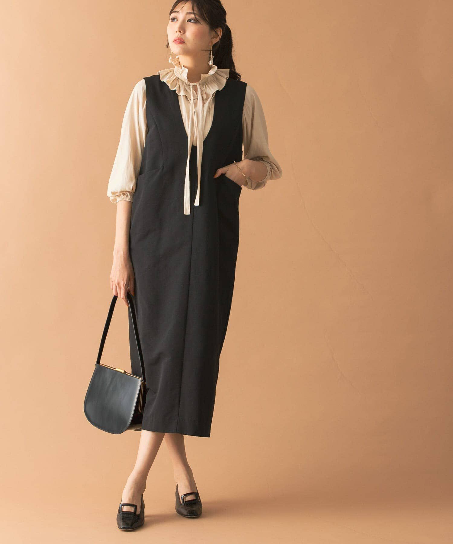 URBAN RESEARCH ROSSO「Uネックフォルムジャンパーワンピース」|ワンピース|