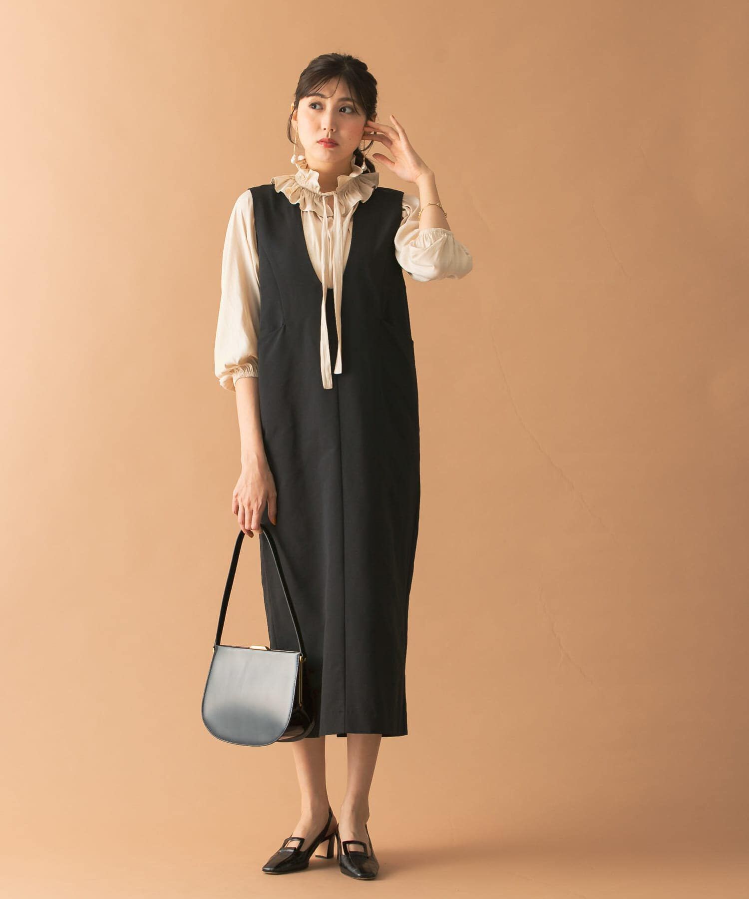 URBAN RESEARCH ROSSO「Uネックフォルムジャンパーワンピース」|ワンピース|