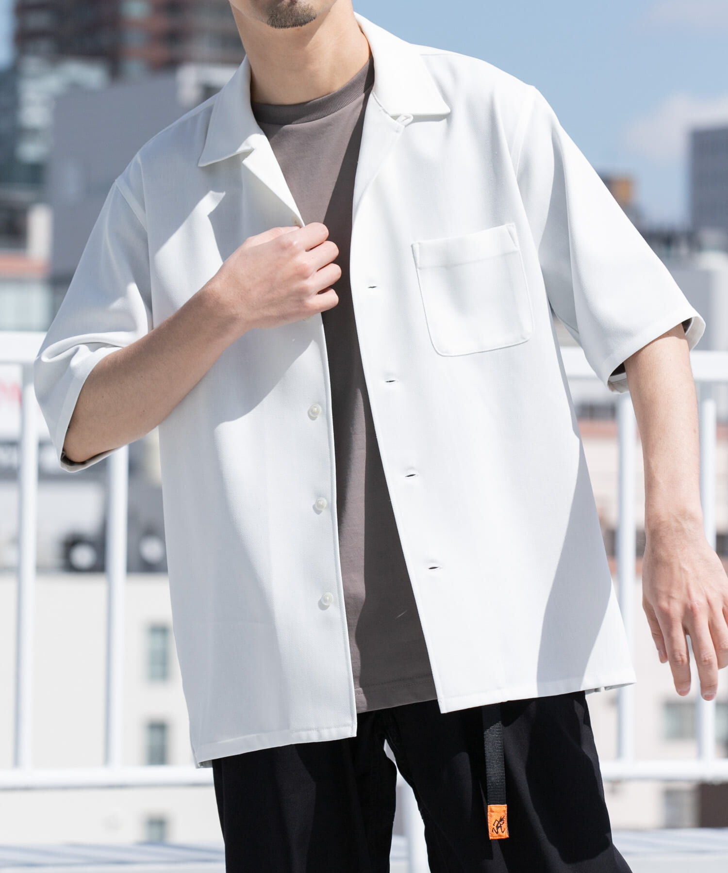 URBAN RESEARCH ROSSO「『WEB限定』『セットアップ対応』パナマ風オープンカラー半袖シャツ」|シャツ・ブラウス|