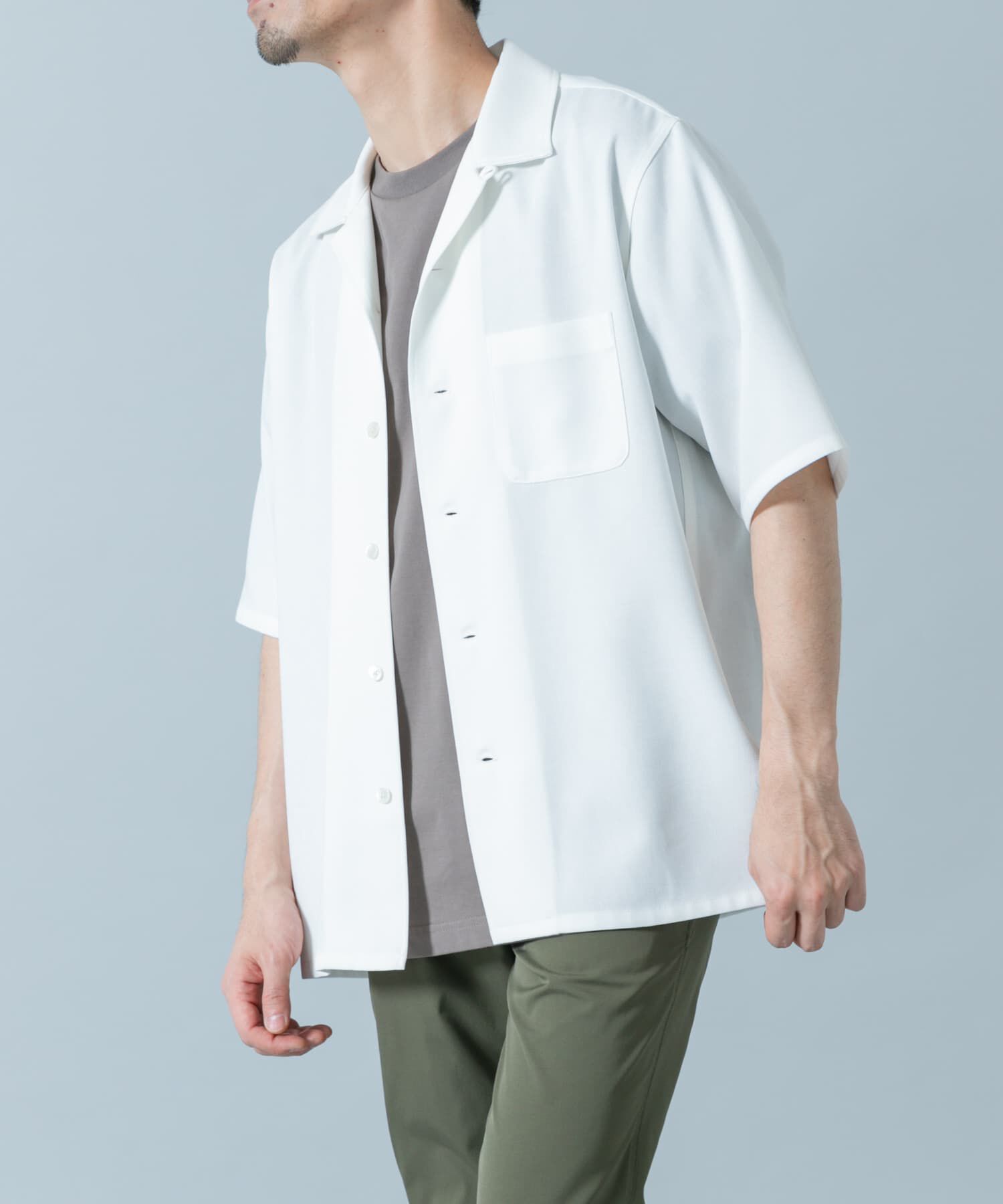 URBAN RESEARCH ROSSO「『WEB限定』『セットアップ対応』パナマ風オープンカラー半袖シャツ」|シャツ・ブラウス|