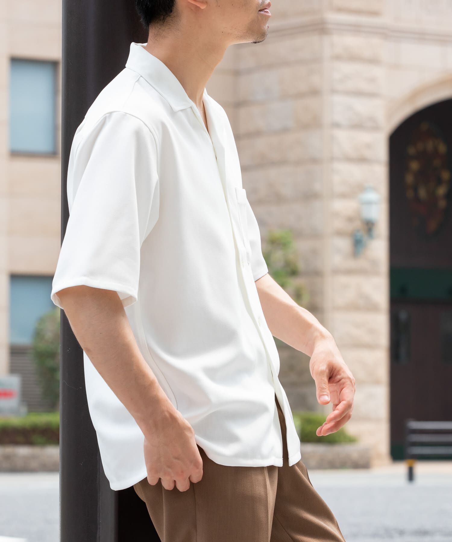 URBAN RESEARCH ROSSO「『WEB限定』『セットアップ対応』パナマ風オープンカラー半袖シャツ」|シャツ・ブラウス|