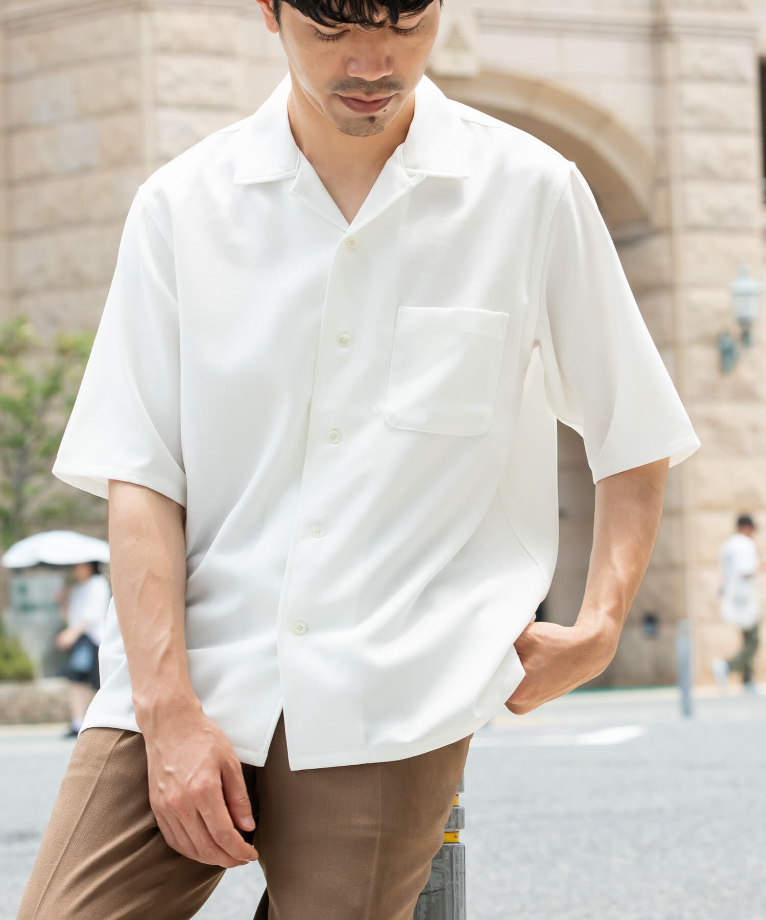 URBAN RESEARCH ROSSO「『WEB限定』『セットアップ対応』パナマ風オープンカラー半袖シャツ」|シャツ・ブラウス|