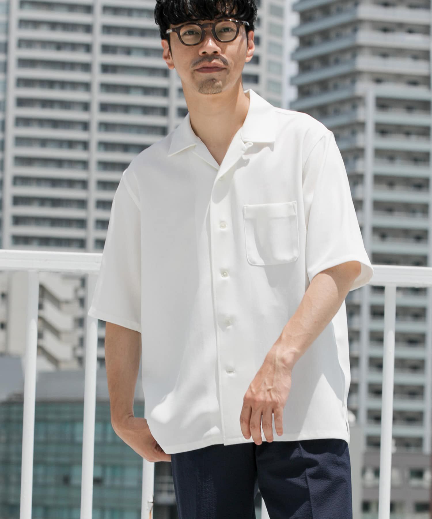 URBAN RESEARCH ROSSO「『WEB限定』『セットアップ対応』パナマ風オープンカラー半袖シャツ」|シャツ・ブラウス|