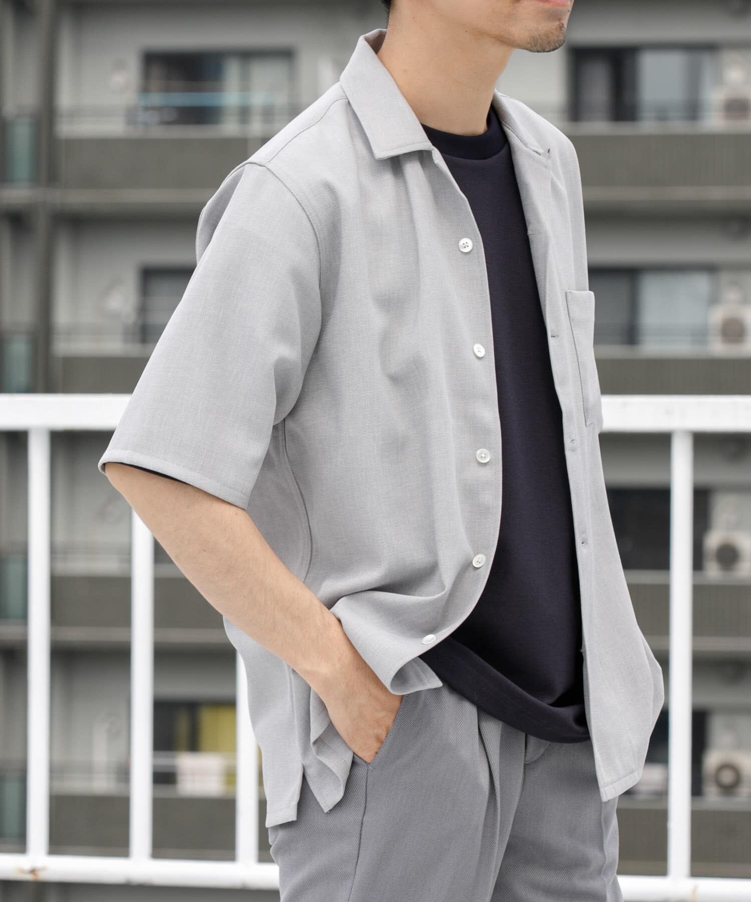 URBAN RESEARCH ROSSO「『WEB限定』『セットアップ対応』パナマ風オープンカラー半袖シャツ」|シャツ・ブラウス|