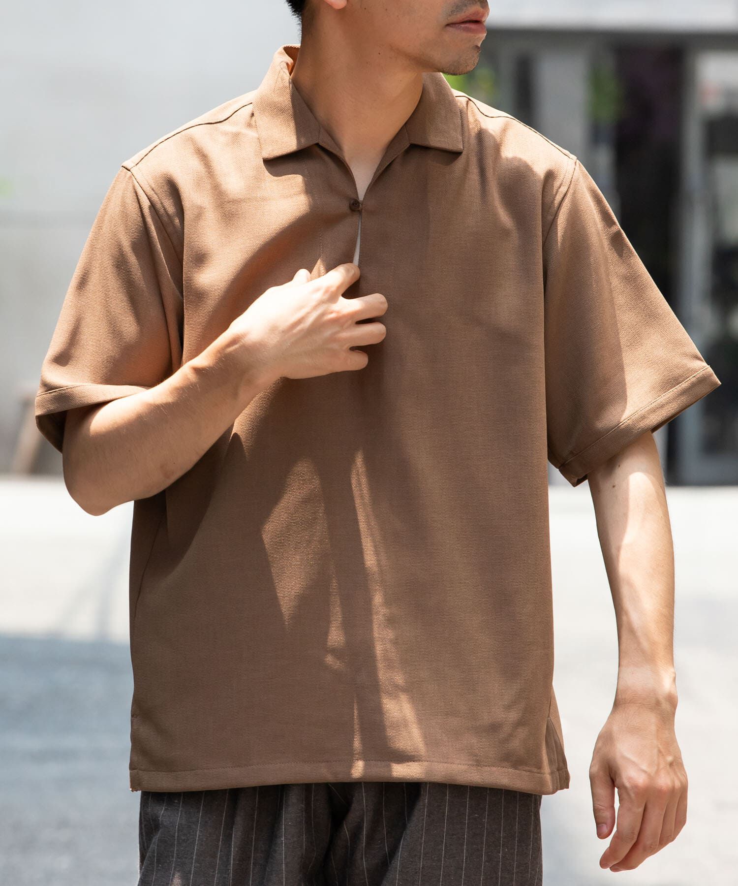 URBAN RESEARCH ROSSO「『WEB限定』『セットアップ対応』パナマ風スキッパーシャツ」|シャツ・ブラウス|モカ