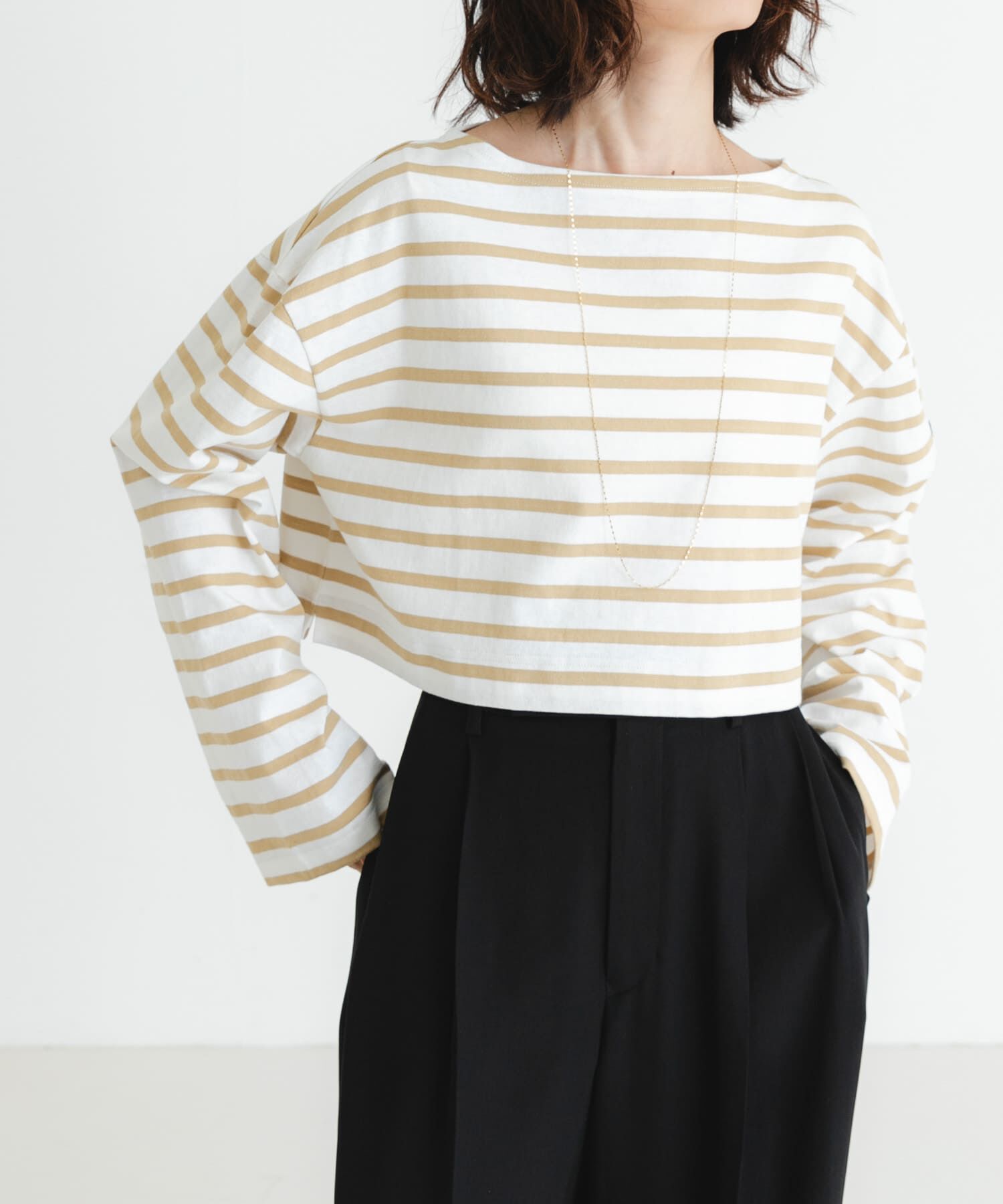 URBAN RESEARCH「『WEB/一部店舗限定』『別注』Le minor&times;UR　Border cropped Tee」|Tシャツ・カットソー|